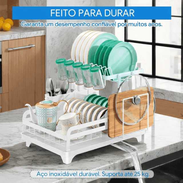 Escorredor de Aço Inox Multifuncional com Kit de Utensílios de Cozinha, foto 2